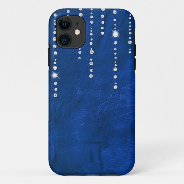 Diamonds On Blue Leather Case-Mate iPhone Case (Back)