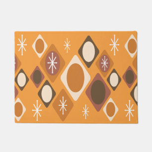 Diamonds Ovals Starbursts Orange Doormat