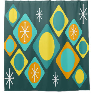 Diamonds Ovals Starbursts Teal
