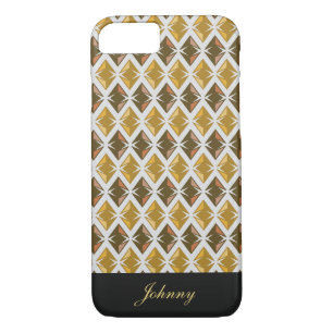 Diamonds Pattern Geometric Golden any Name iPhone 8/7 Case