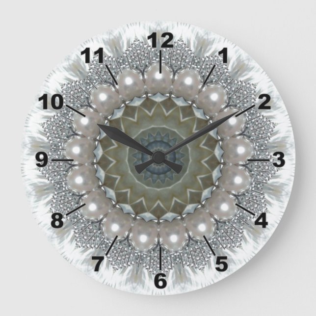 Diamonds, pearls and gemstones round Clock (Front)