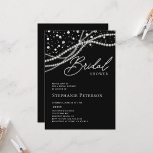 Diamonds Pearls Black White Elegant Bridal Shower Invitation
