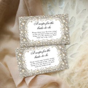 Diamonds Pearls Bridal Shower Recipe for the Bride Enclosure Card