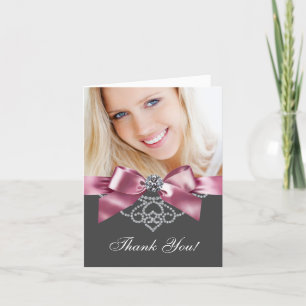 Diamonds Pink and Black Photo Thank You Cards