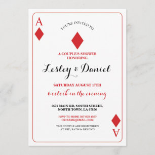 Diamonds Playing Card Couples Engagement Invite