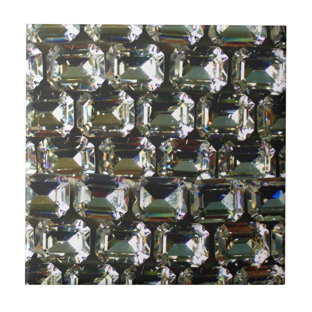 Diamonds rhinestones elegant gemstones pattern  tile (Front)