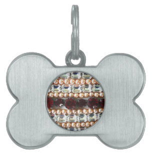 Diamonds rhinestones pearls - vintage jewellery pet tag