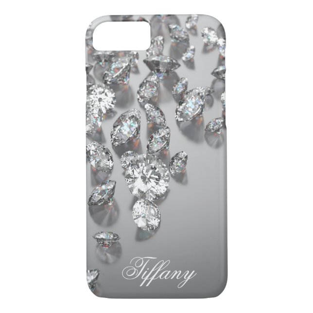 Diamonds Shiny Sparkling Bling Monogrammed Custom Case-Mate iPhone Case (Back)