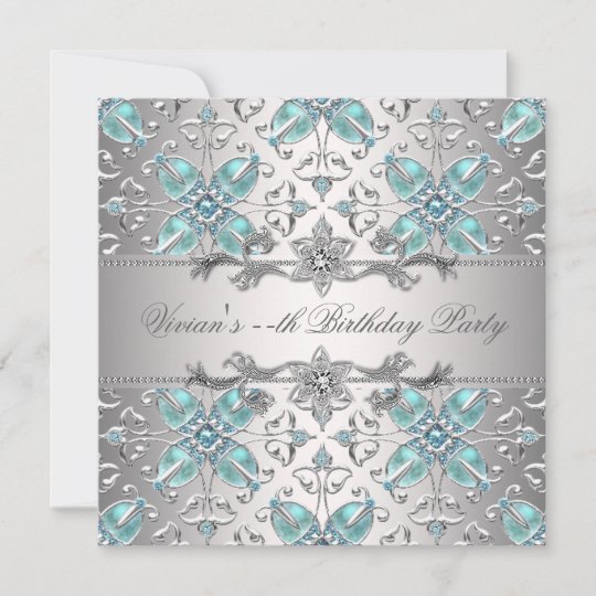 Diamonds Silver Blue All Occasion Party Invitation Zazzle.ca
