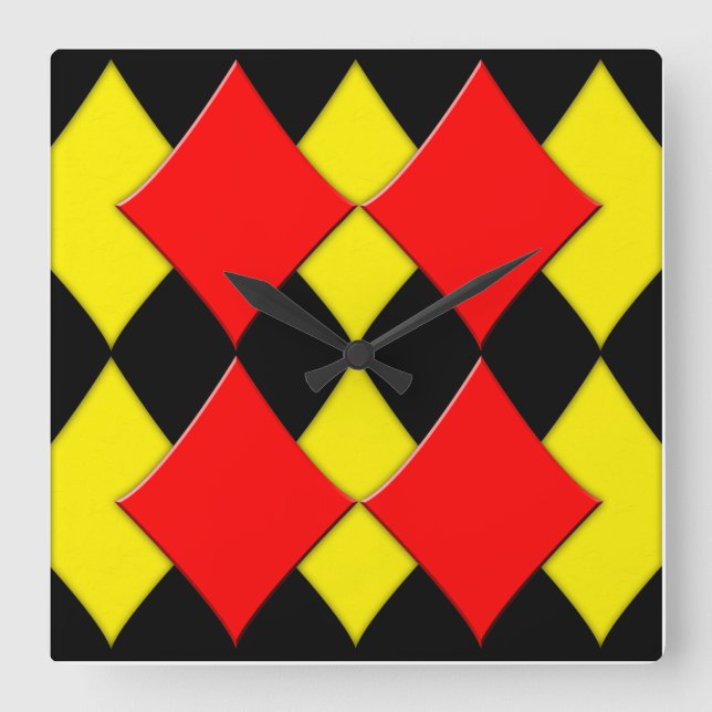 Diamonds Square Wall Clock (Front)