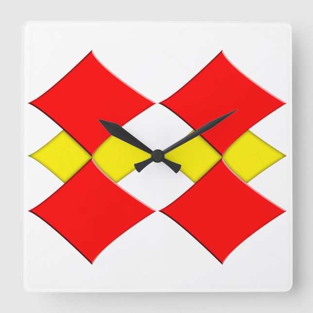Diamonds Square Wall Clock (Front)
