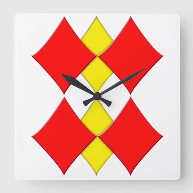 Diamonds Square Wall Clock (Front)