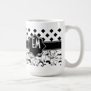 Diamonds Victorian Flourish Black White Coffee Mug