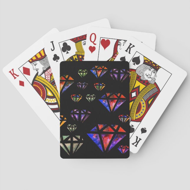 Diamonds Watercolor Art Classic Playing Cards (Back)