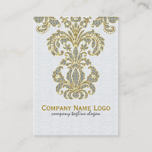 Diamonds White & Gold Pattern Floral Damasks Business Card
