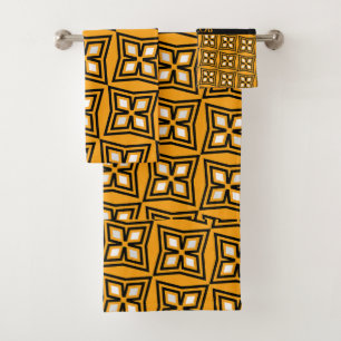 Diamonds Yellow Black Minimal Pattern Bath Towel Set