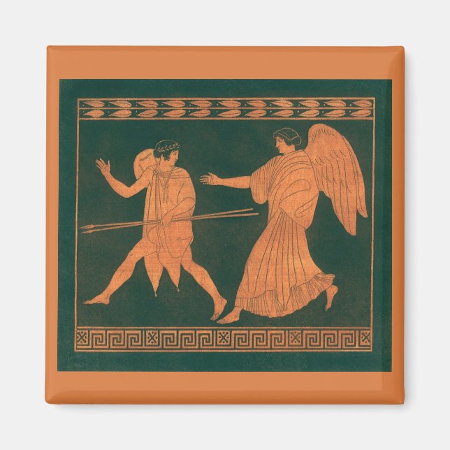 Diana and an Angel, Vintage Roman Mythology Magnet (Front)