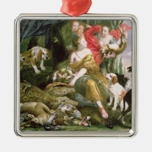 Diana and her handmaidens after the hunt metal ornament