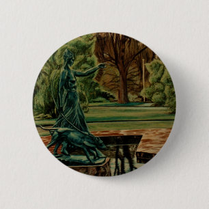 Diana Artemis Sculpture In Gardens 2 Inch Round Button