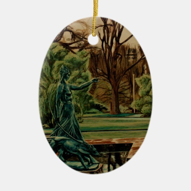 Diana Artemis Sculpture In Gardens Ceramic Ornament (Front)