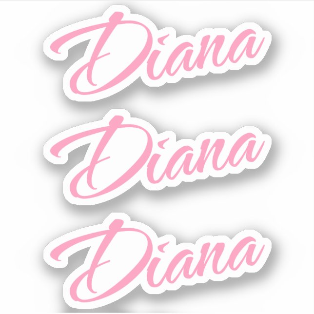 Diana Decorative Name in Pink x3 Sticker (Front)