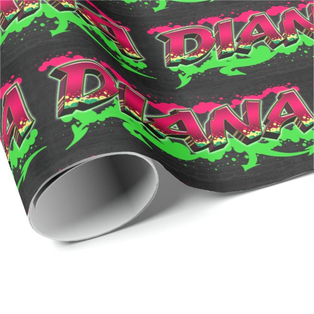 Diana First name Graffiti red green Wrapping Paper (Roll Corner)