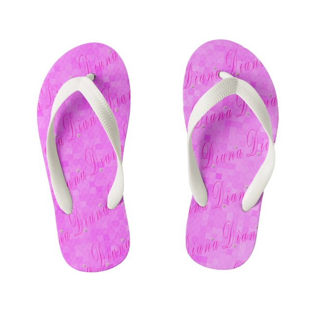 Diana Girls Name Logo, Kid's Flip Flops (Footbed)