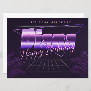 Diana Nom Prénom lila retro Carte Anniversaire