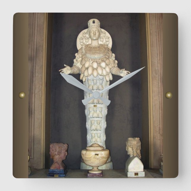 Diana of Ephesus Square Wall Clock (Front)