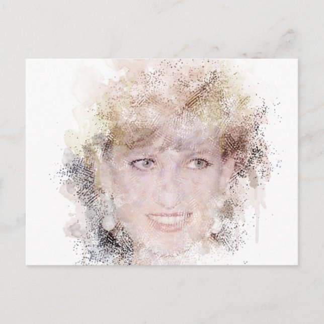 Diana The People's Princess Watercolor Portrait Postcard (Front)