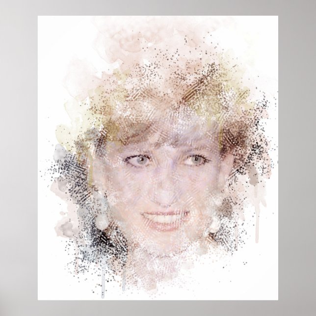 Diana The People's Princess Watercolor Portrait Poster (Front)