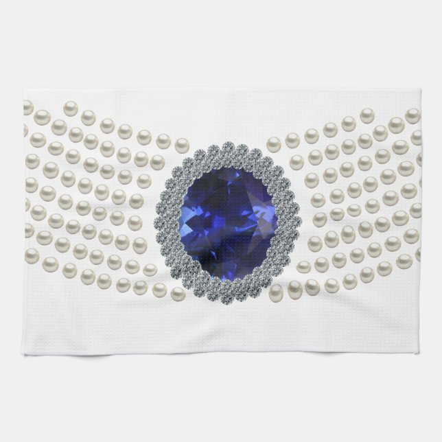 Diana's Sapphire Choker Necklace Kitchen Towel (Horizontal)
