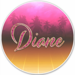 Diane First Name Golden pink sticker