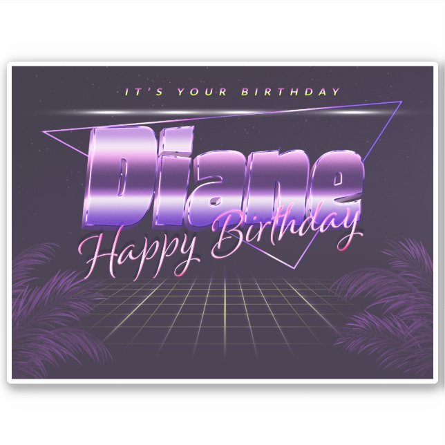 Diane Name First name lila retro Sticker Birthday (Front)