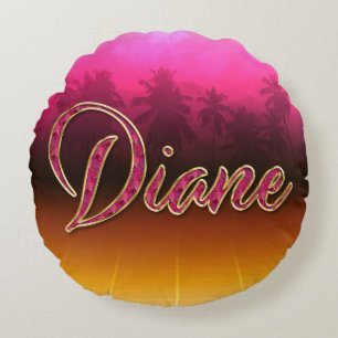 Diane Vorname Name golden pink Kissen Round Pillow