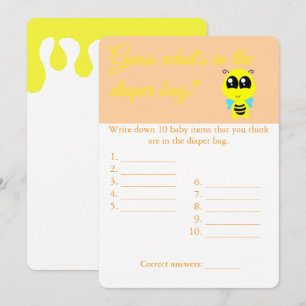 Diaper Bag, Baby Shower Game Card Flyer, Bee