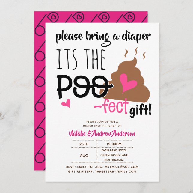 DIAPER BASH - Funny Poop POOFECT Emoji Baby Shower Invitation (Front/Back)