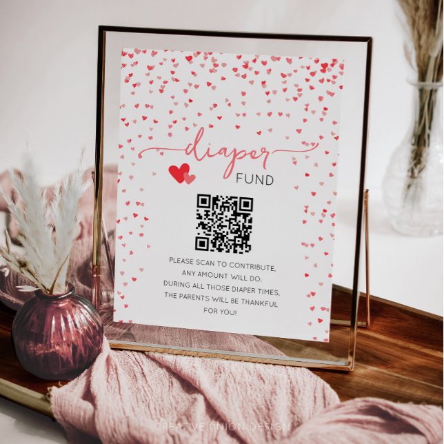 Diaper Fund Sign Cash Gift Baby Shower Sign (little sweetheart baby shower)