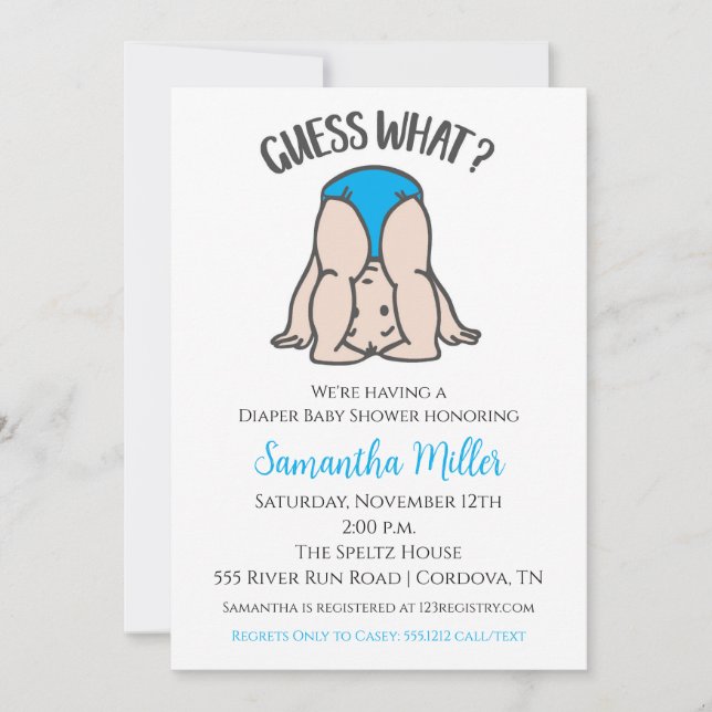 Diaper Party Baby Boy Shower Invitation (Front)