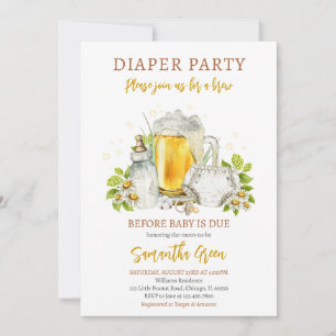 Diaper Party Beer Before Baby is Due Baby Shower Invitation