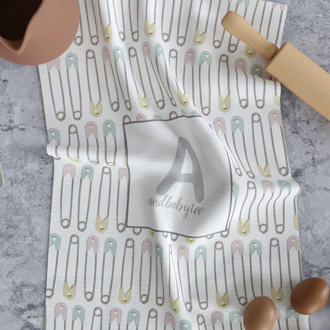 Diaper Pin Pattern Modern Nursery Kitchen Towel (Perfect for your gender neutral Nursery - you can never have enough towels.)