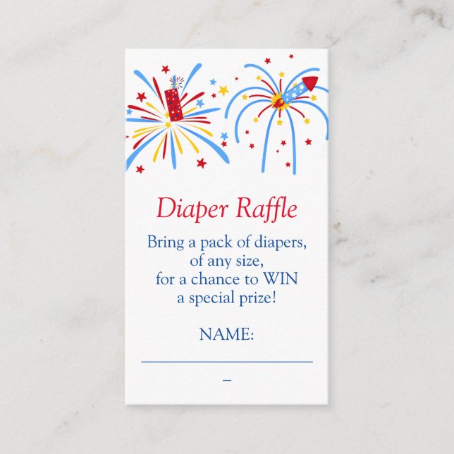 Diaper Raffle 4th of July Baby Shower Enclosure Card (Front)