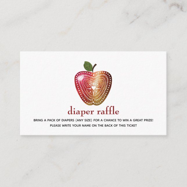 Diaper Raffle Apple Plaid Baby Shower Enclosure Card (Front)