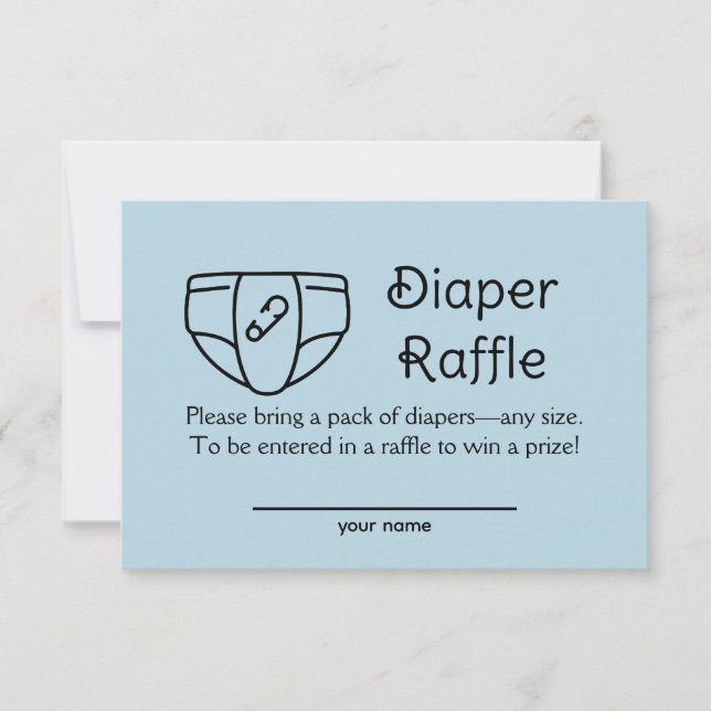 Diaper Raffle Baby Boy Blue Shower Enclosure Card (Front)