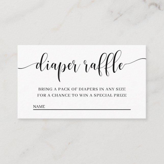 Diaper Raffle Baby Shower Invitation Insert Card (Front)