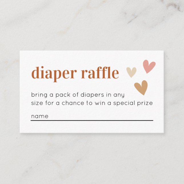 Diaper Raffle Baby Shower Invitation Insert Card (Front)