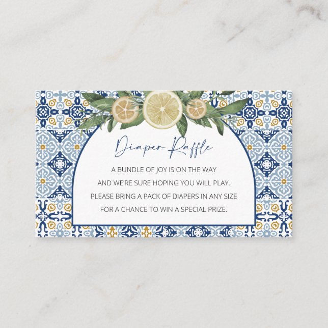 Diaper Raffle Baby Shower, Italian Theme Enclosure Card (Front)