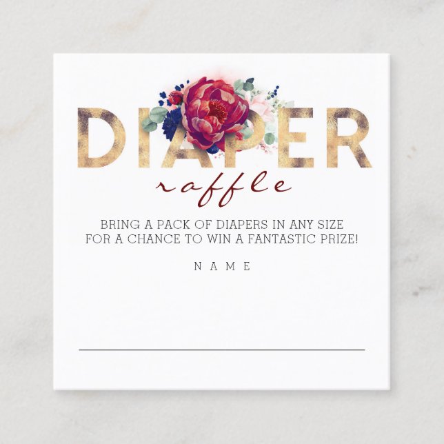 Diaper Raffle Baby Shower Square Business Card (Front)