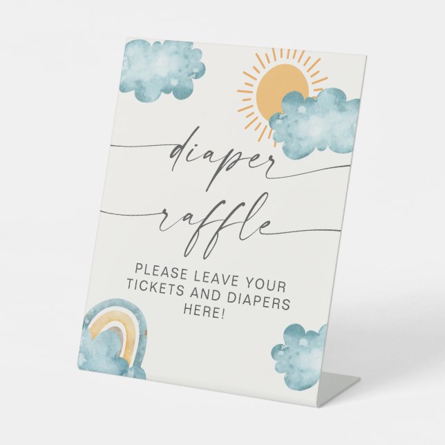 Diaper Raffle Baby Shower Sunshine  Pedestal Sign (Front)