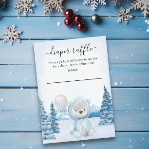 Diaper Raffle Baby Teddy Bear Winter Christmas  Enclosure Card